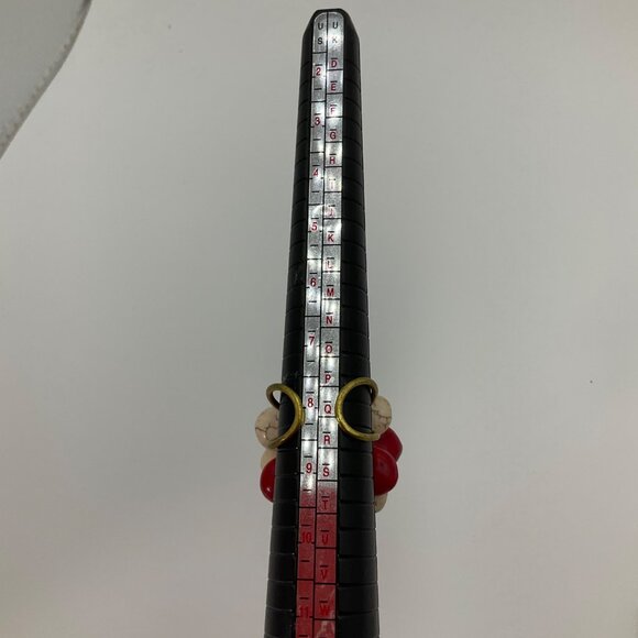 VTG Artisan Handmade Chunky Ring Red White Beaded Flower 3D Adjustable - Picture 7 of 8